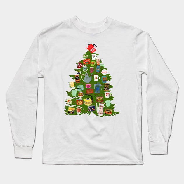 Coffee Christmas tree Long Sleeve T-Shirt by jenblove